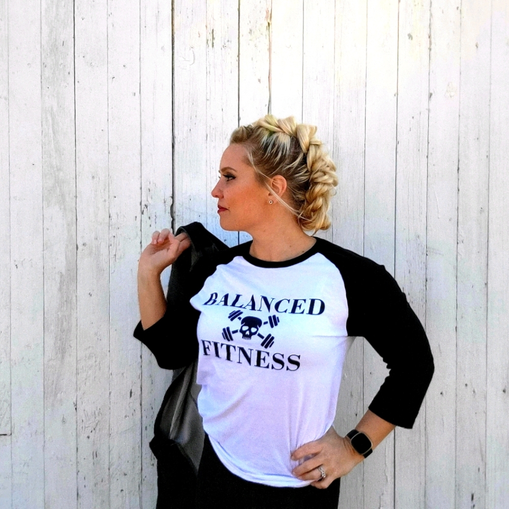 White and black raglan